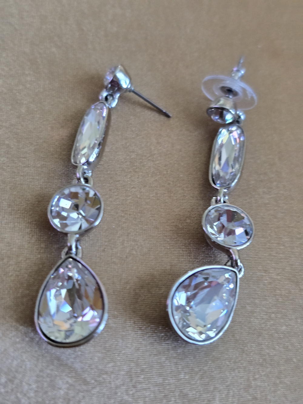 Givenchy Silver-Tone Clear Crystal Drop Earrings